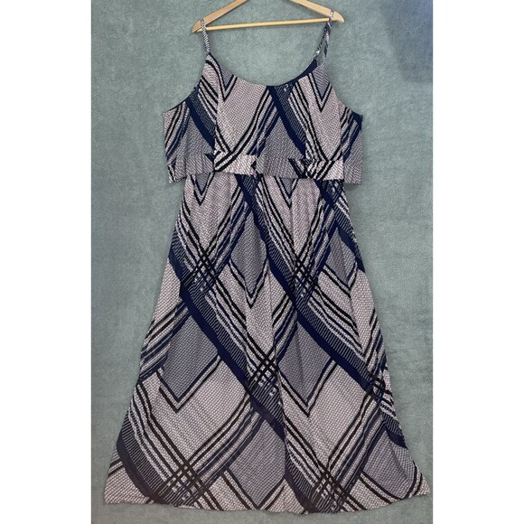 Lane‎ Bryant Dress Womens 22/24 Blue Maxi Sleeveless Ruffles Lined Career Casual - Picture 1 of 11